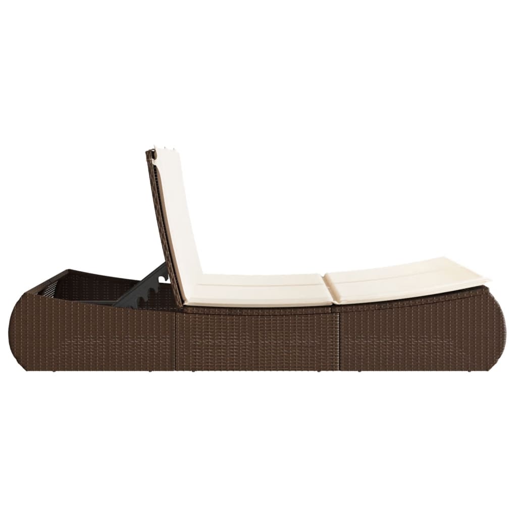 Doppel-Sonnenliege mit Kissen Schwarz Poly Rattan
