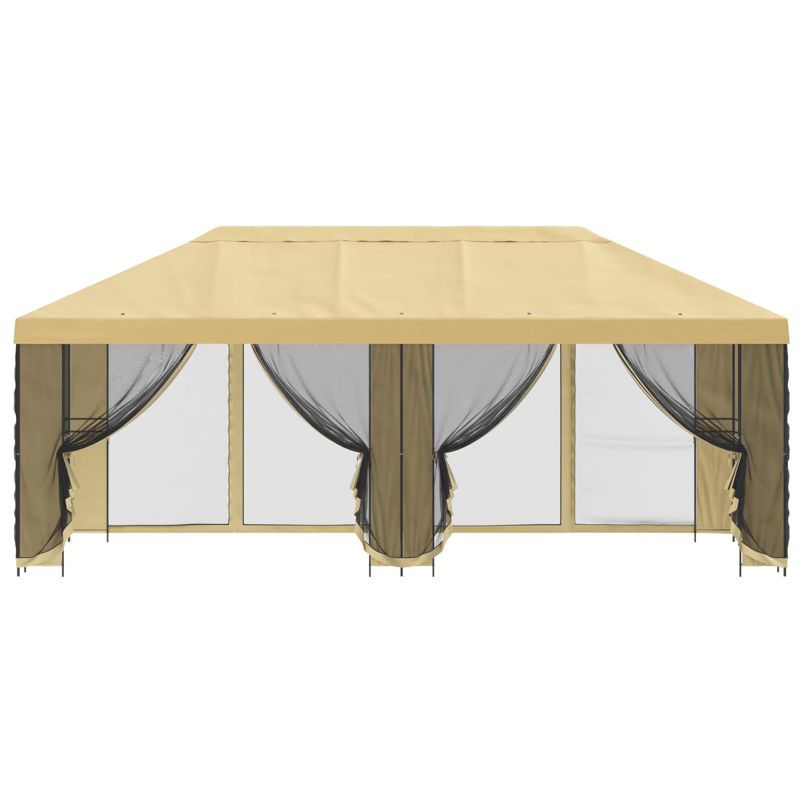 Pavillon mit Seitenwänden 6 x 3 m Beige Polyester und Stahl 190