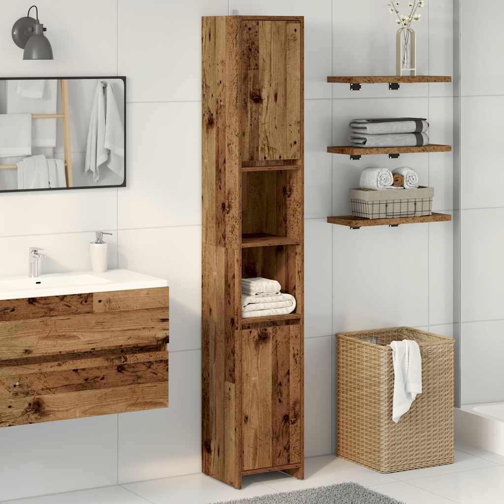Badezimmerschrank Weiß 30x30x183,5 cm Holzwerkstoff