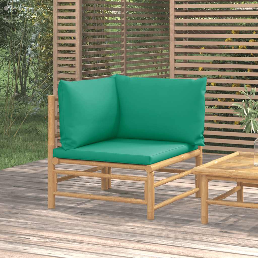 3-tlg. Garten-Lounge-Set mit Hellgrauen Kissen Bambus
