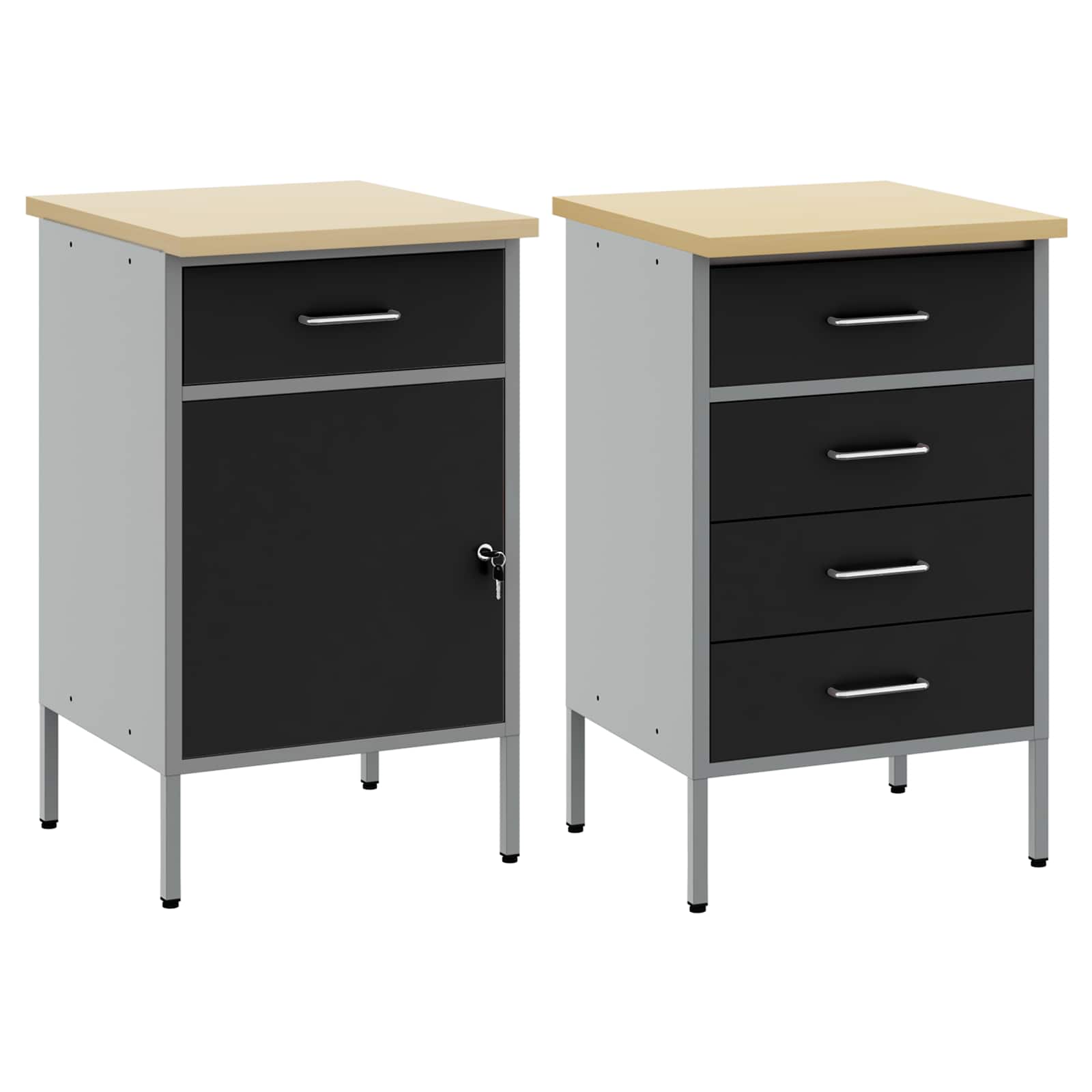 Werkbank mit Schubladen 2 pcs Rot und Grau 100 x 55 x 85 cm