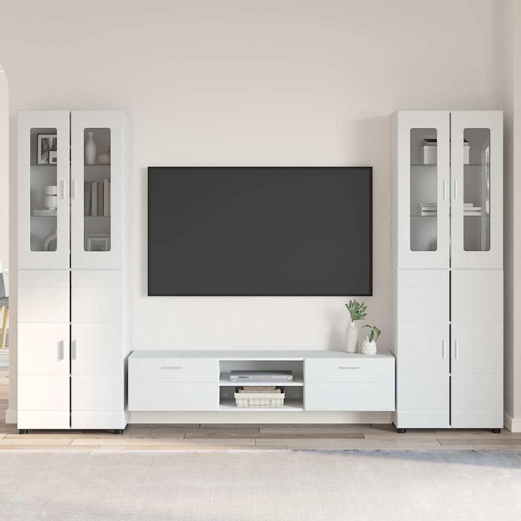 Highboard mit Regal FLORIN Weiß 60 x 35 x 182 cm Holzwerkstoff