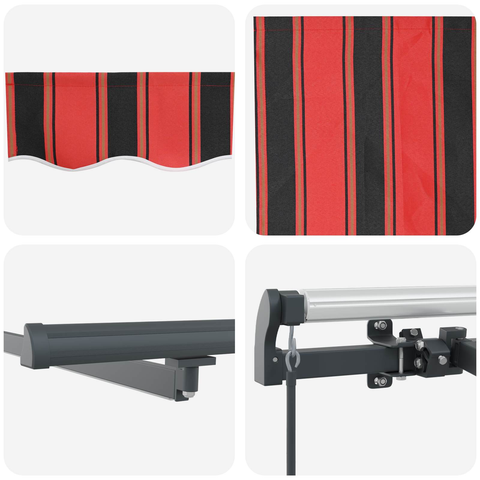 Markise Manuell Einziehbar mit LED 300x250 cm Blau und Weiß