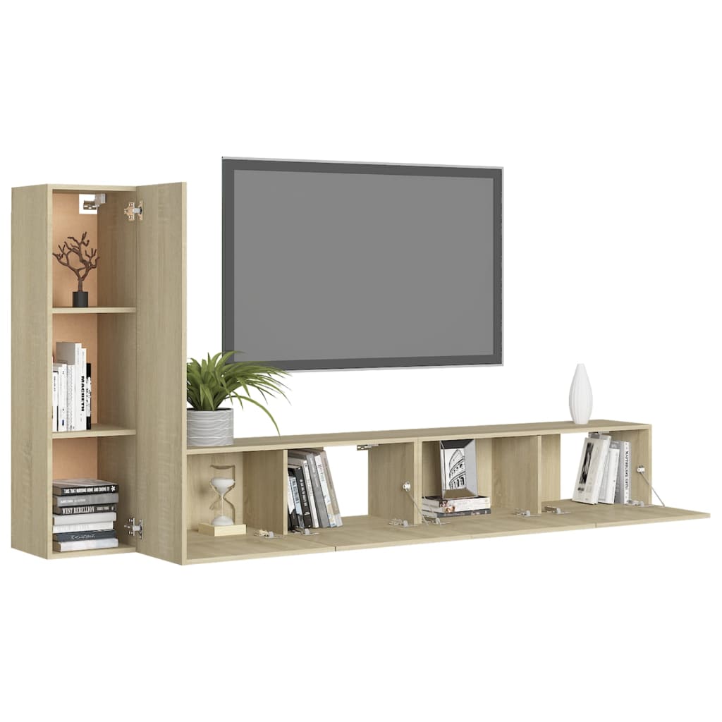 3-tlg. TV-Schrank-Set Weiß Holzwerkstoff