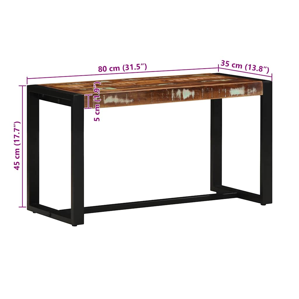 Bank Mehrfarbig 60x35x45 cm Massivholz Altholz