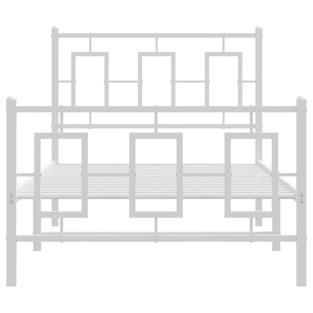 Bettgestell mit Kopf- und Fußteil Metall Weiß 180x200 cm