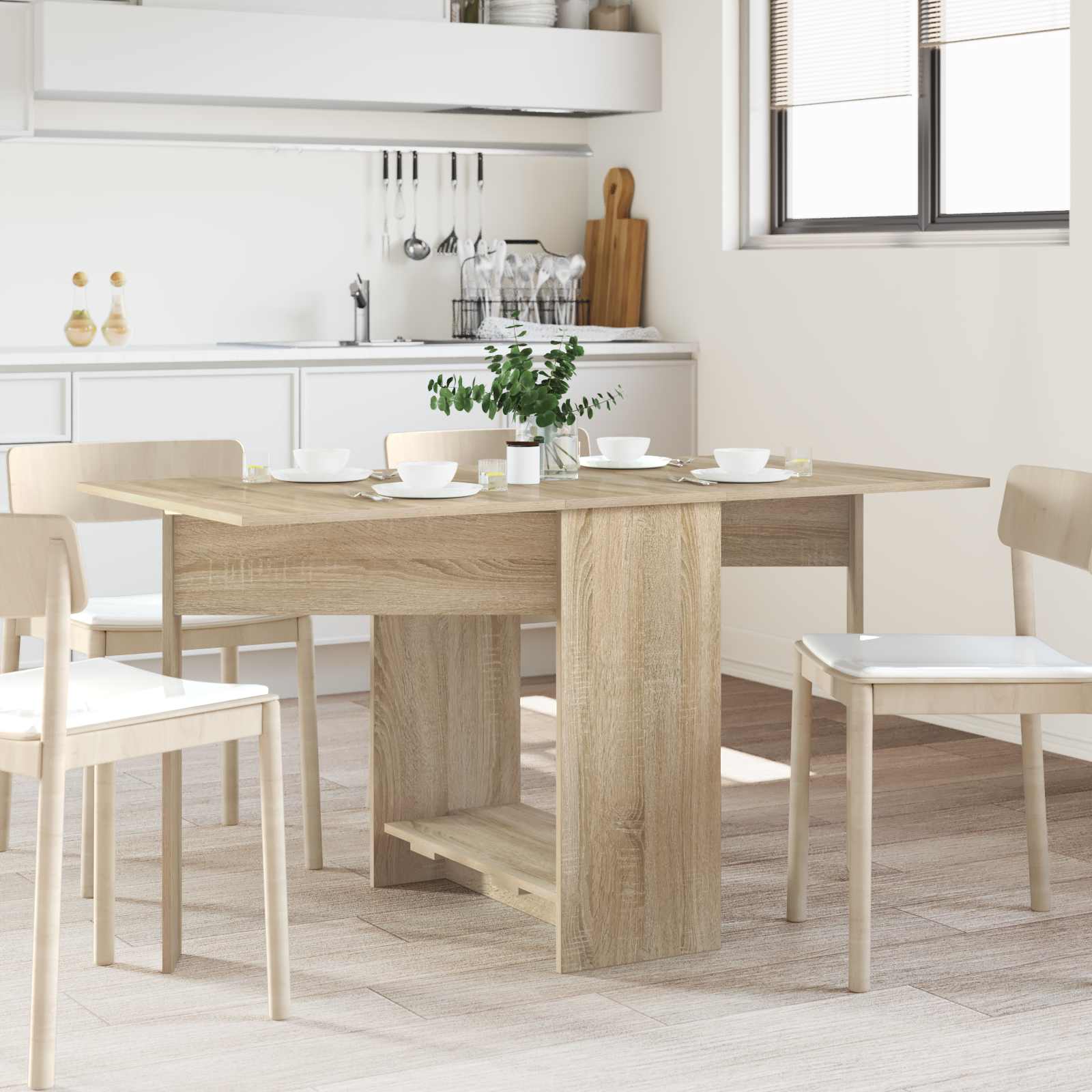 Esstisch 138 x 70 x 73,5 cm Holzwerkstoff Weiß Rechtwinklig