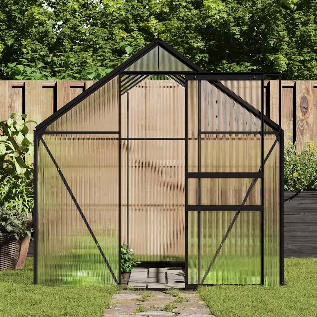 Gewächshaus mit Fundament Anthrazit Aluminium 3,61 m²
