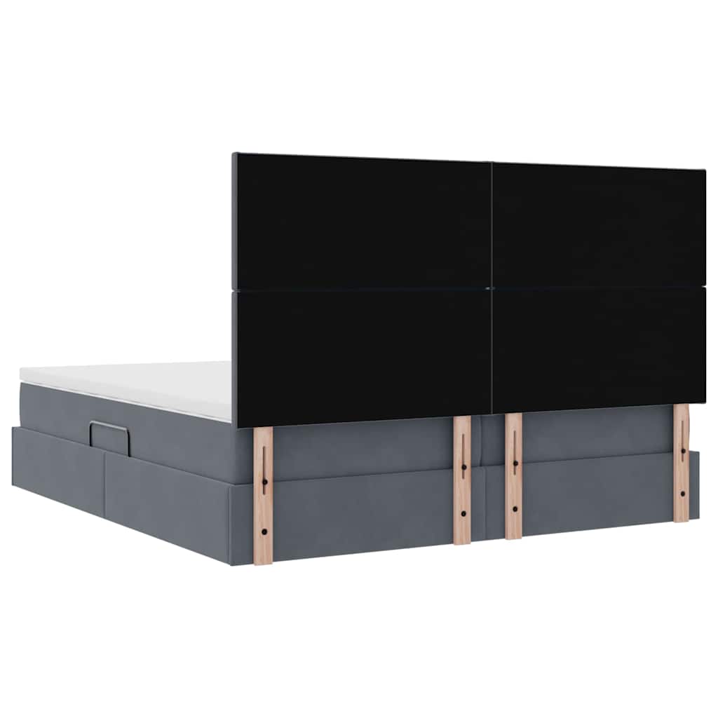 Aufbewahrungsbett mit Matratze Hellgrau 180 x 200 cm Samt