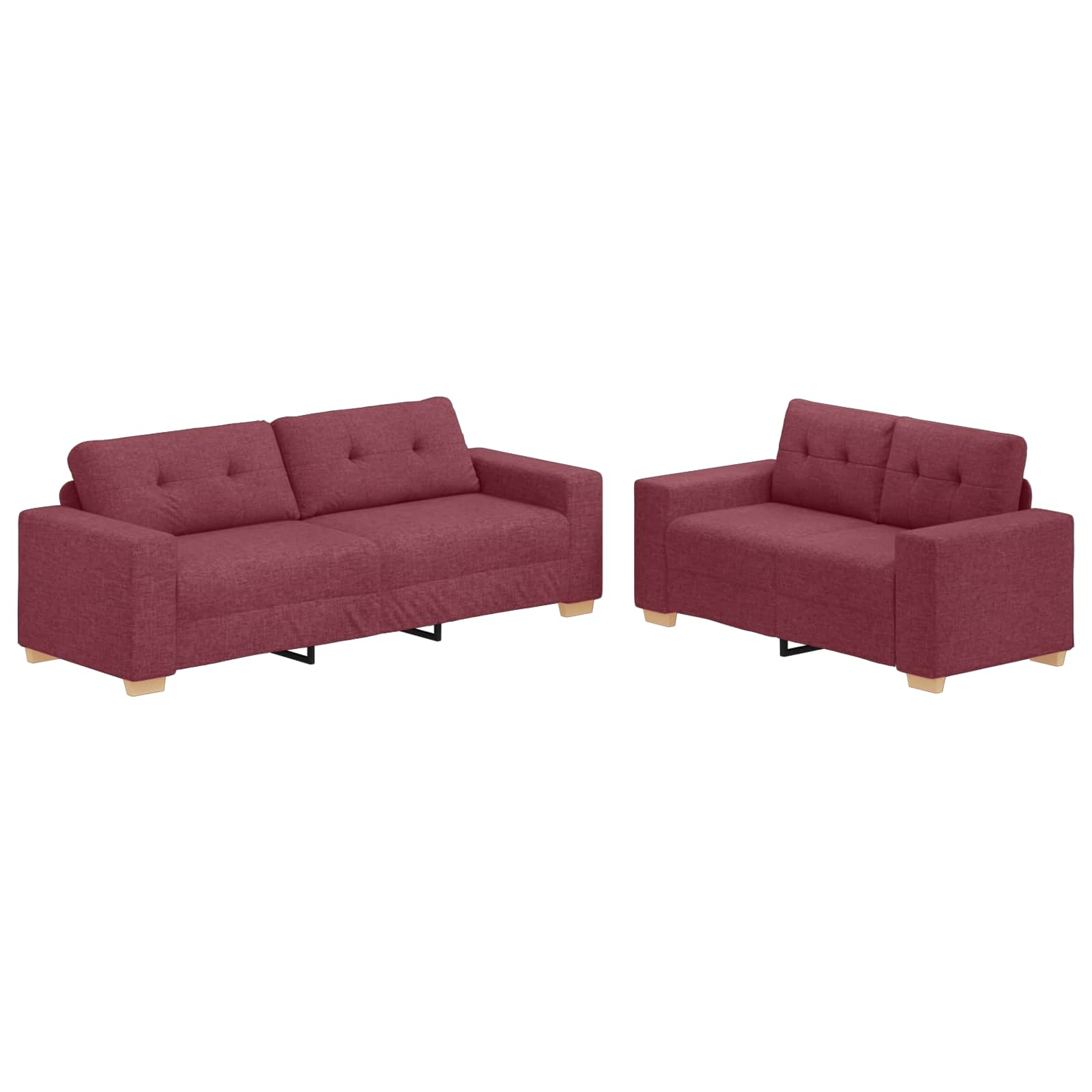2-teiliges Sofa-Set mit Kissen, hellgrauer Stoff