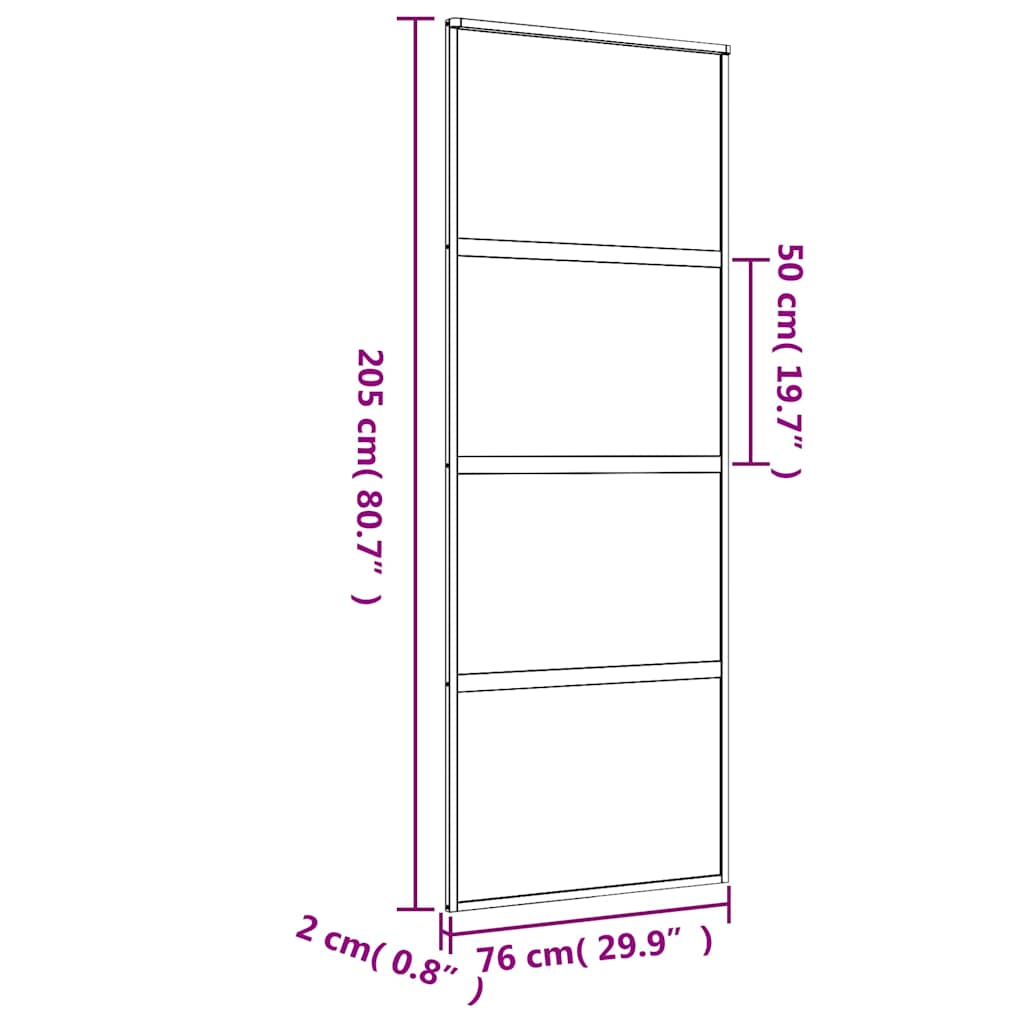 Schiebetür Aluminium und ESG Glas 90x205 cm Schwarz