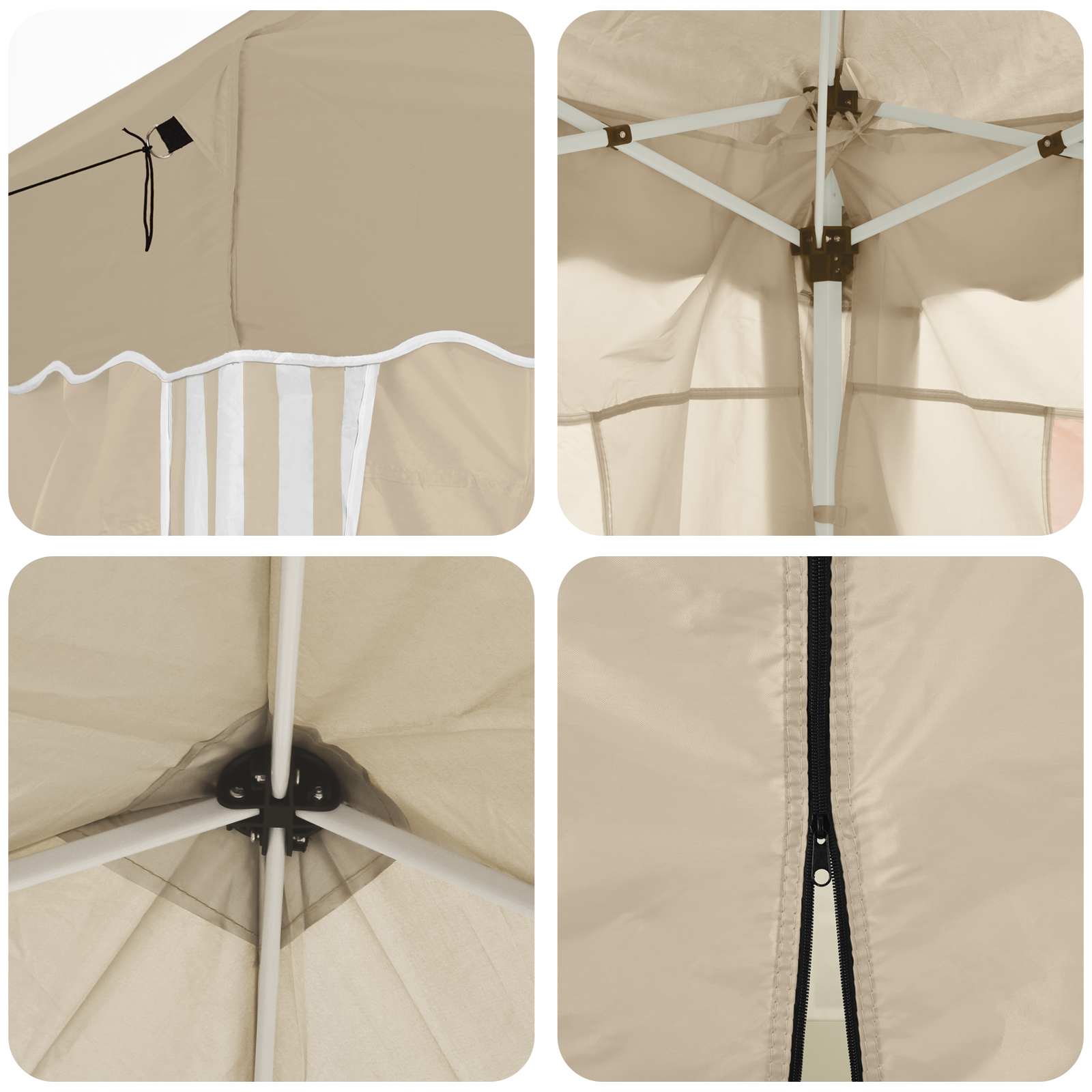 Pop-up Partyzelt 288 x 288 x 245 cm Creme Oxford-Stoff