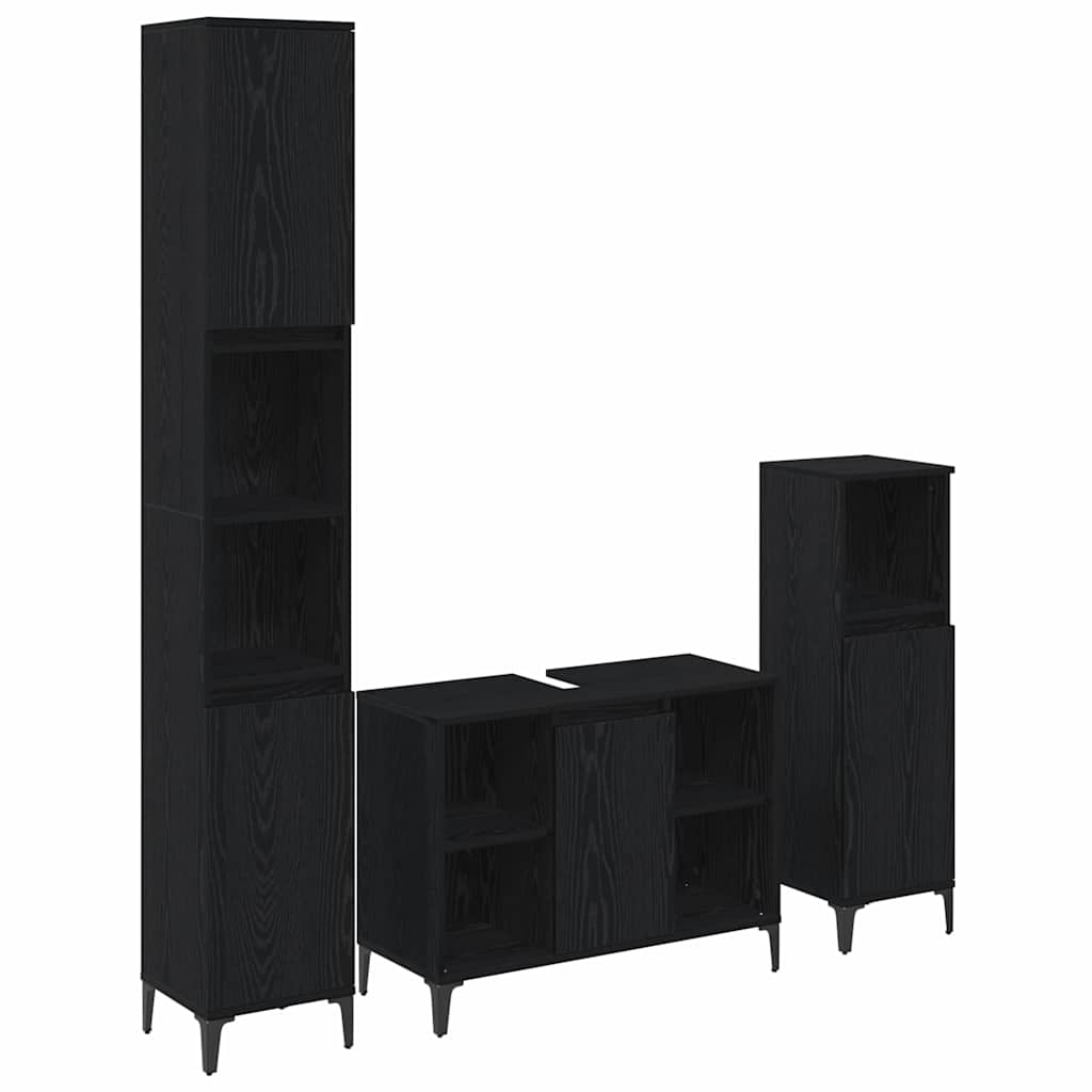 3-tlg. Badmöbel-Set Räuchereiche Holzwerkstoff