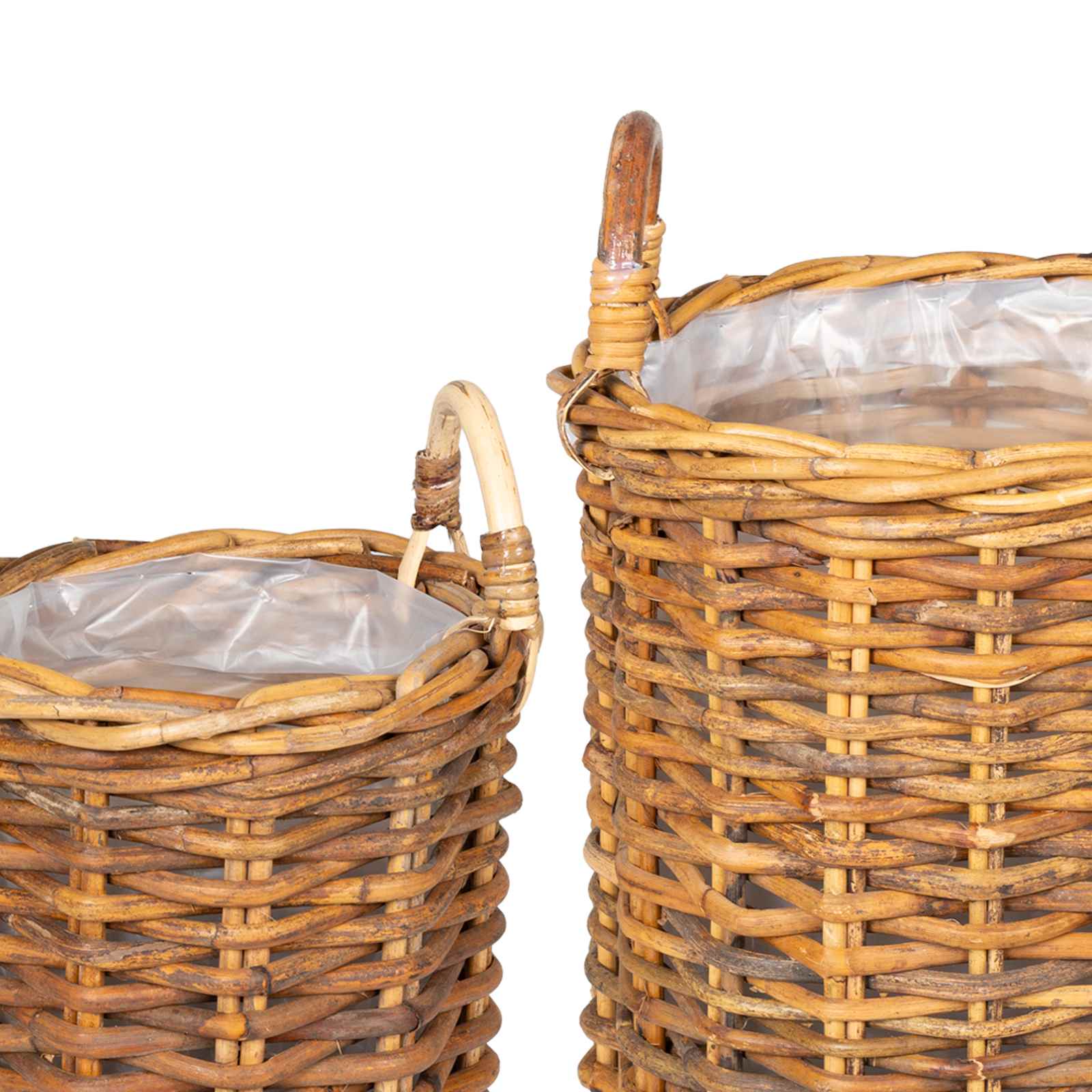 Blumentopfkorb mit Speicher 2 Stk. Natürliches Grau Kubu Rattan