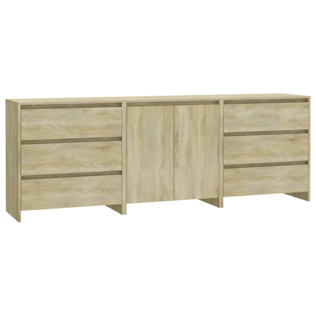 3-tlg. Sideboard Weiß Holzwerkstoff