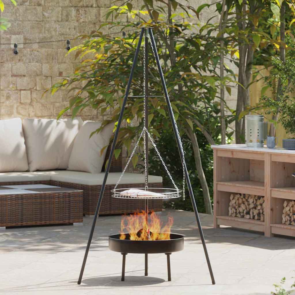 Lagerfeuer Stativ Schwarz 92 x 92 x 151,5 cm Stahl