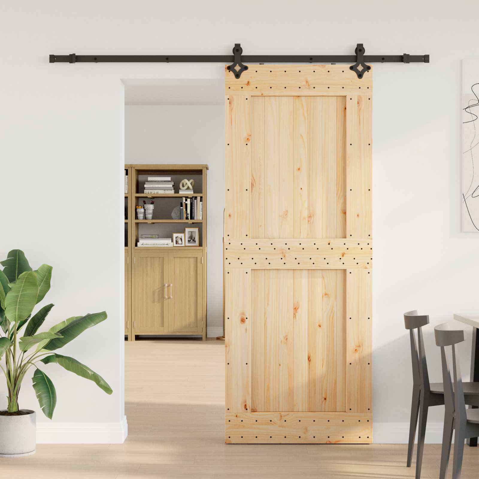 Schiebetür NARVIK Natürlich und Schwarz 70 x 210 cm (152,5 cm)