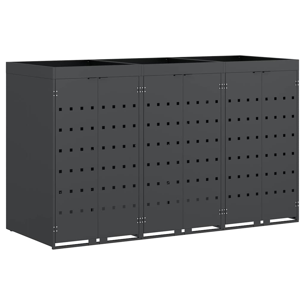 Mülltonnenbox für 2 Tonnen Schwarz 138x79x117 cm Stahl