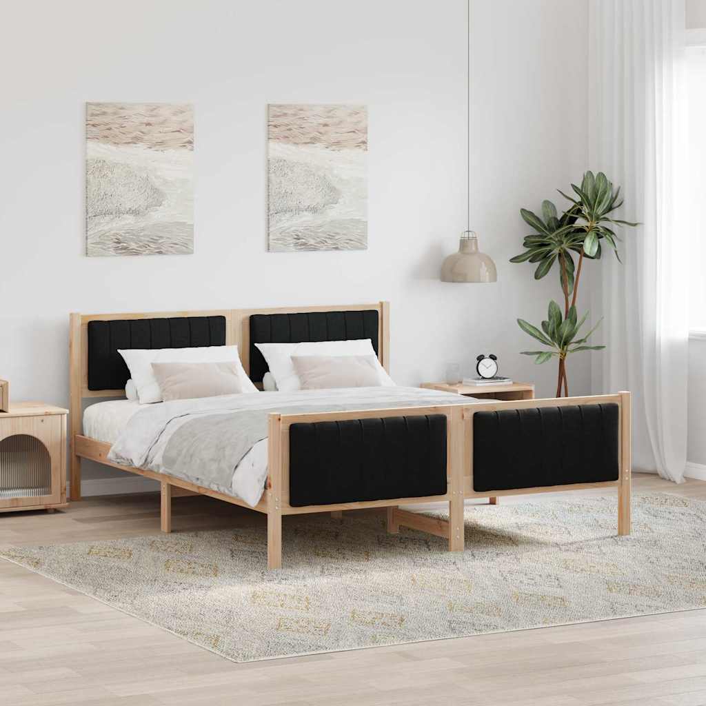 Bettgestell Braun und hellgrau 200 x 200 cm Massivholz Kiefer