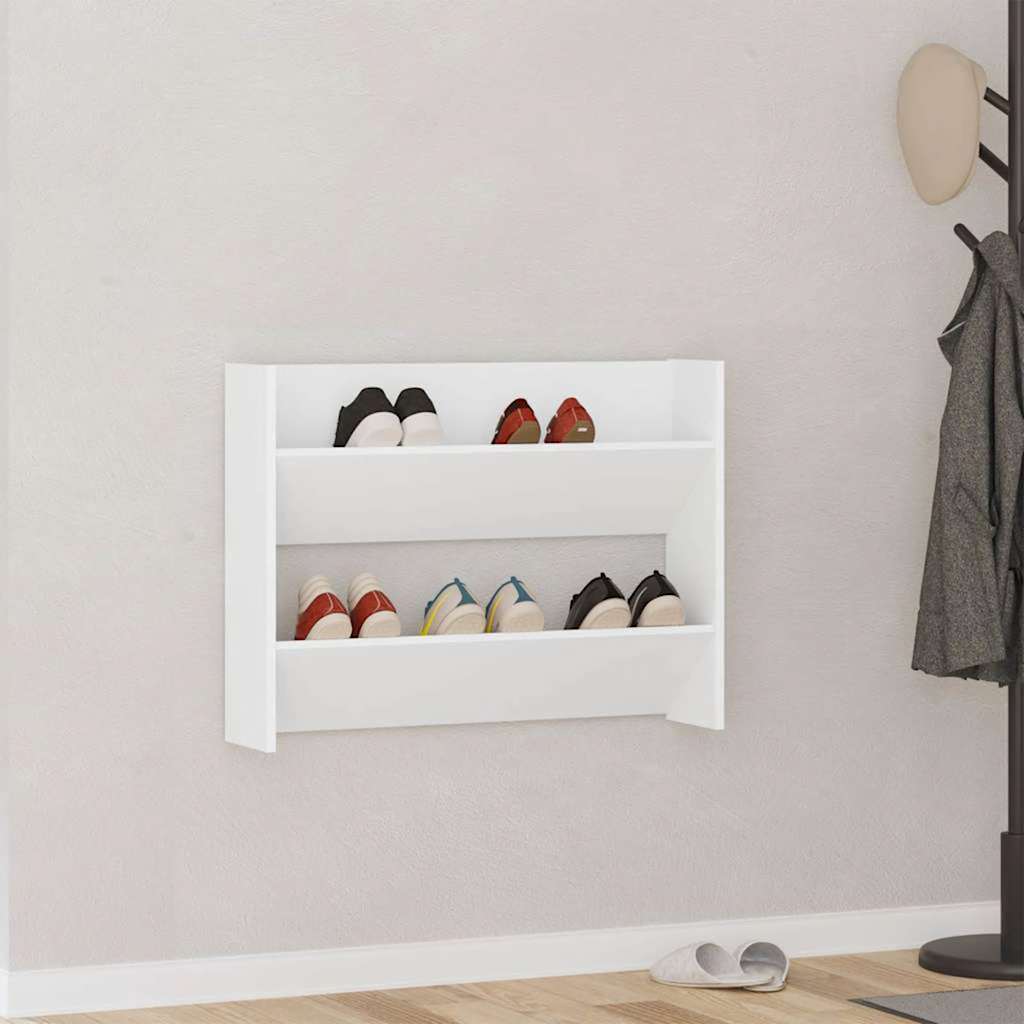 Wand-Schuhschränke 4 Stk. Weiß 60x18x60 cm Holzwerkstoff