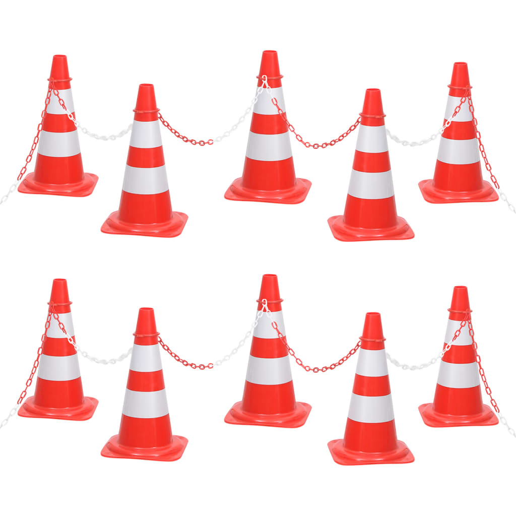 Reflektierende Verkehrskegel 20 Stk. Rot und Weiß 50 cm