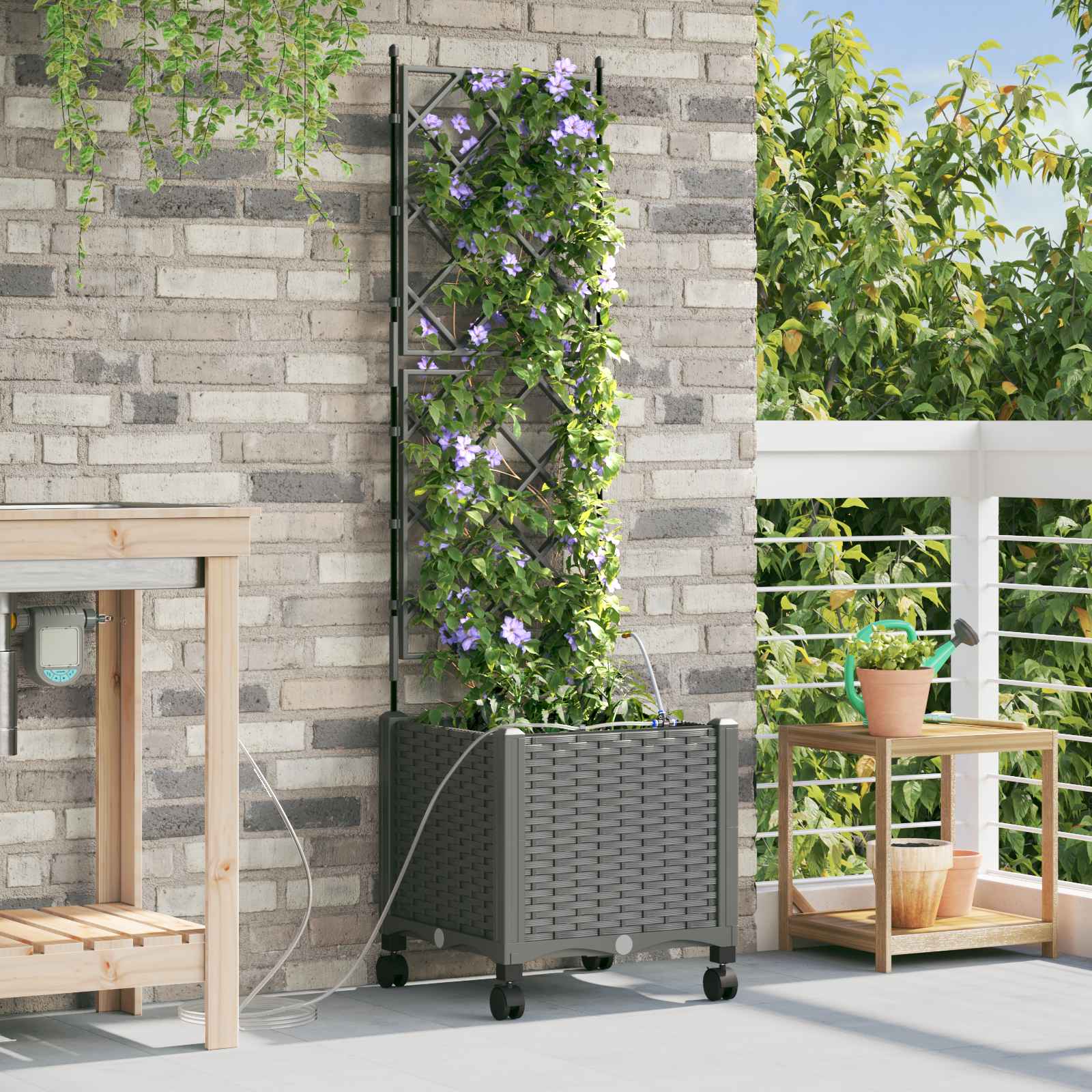 Garten-Pflanzgefäß 4 Stk. Braun 160 x 40 x 22 cm PP