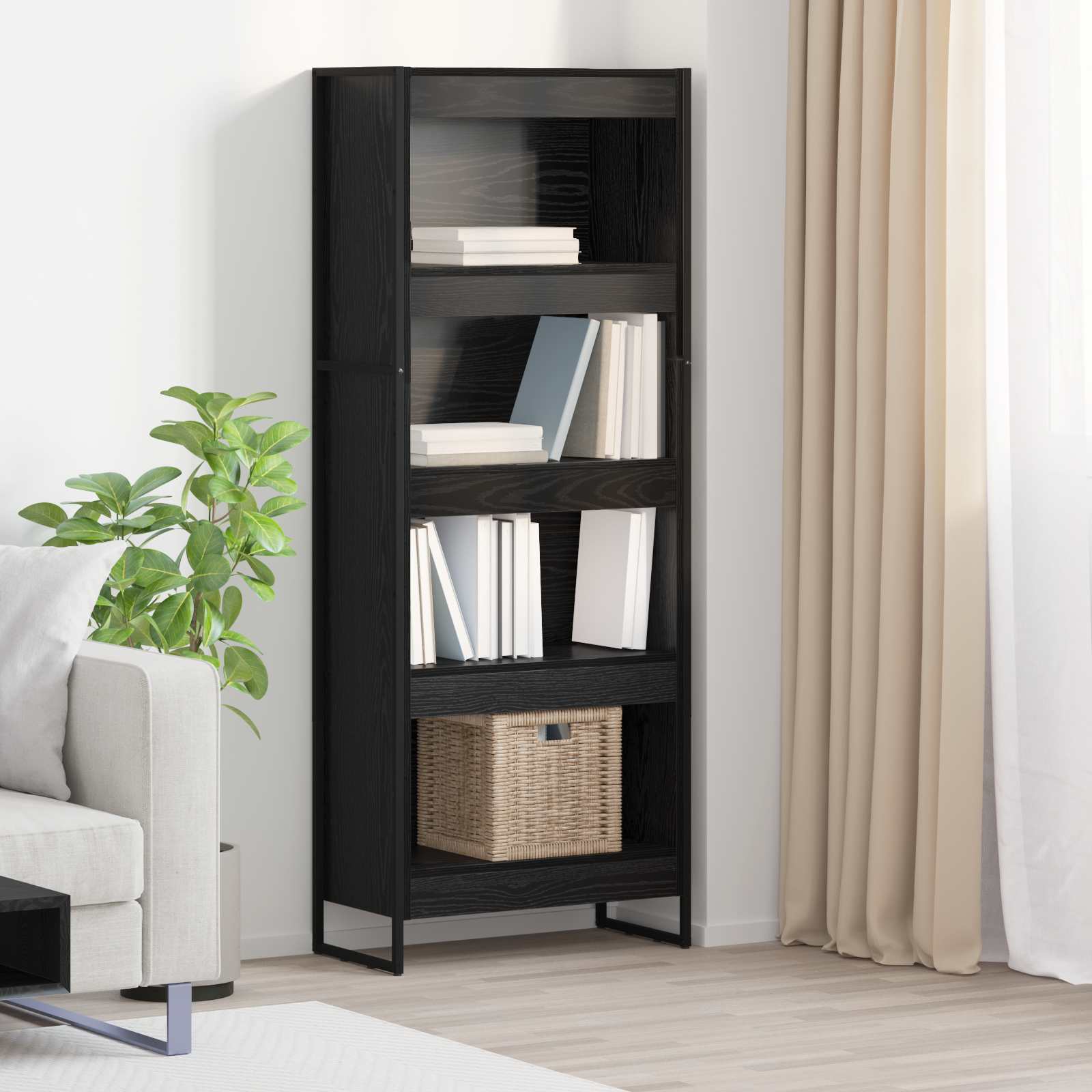Bücherregal 2 pcs Schwarz Eichen-Optik 60 x 30 x 189,5 cm