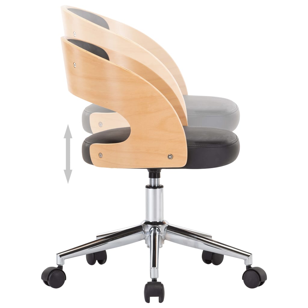 Drehbarer Bürostuhl Taupe Bugholz und Stoff