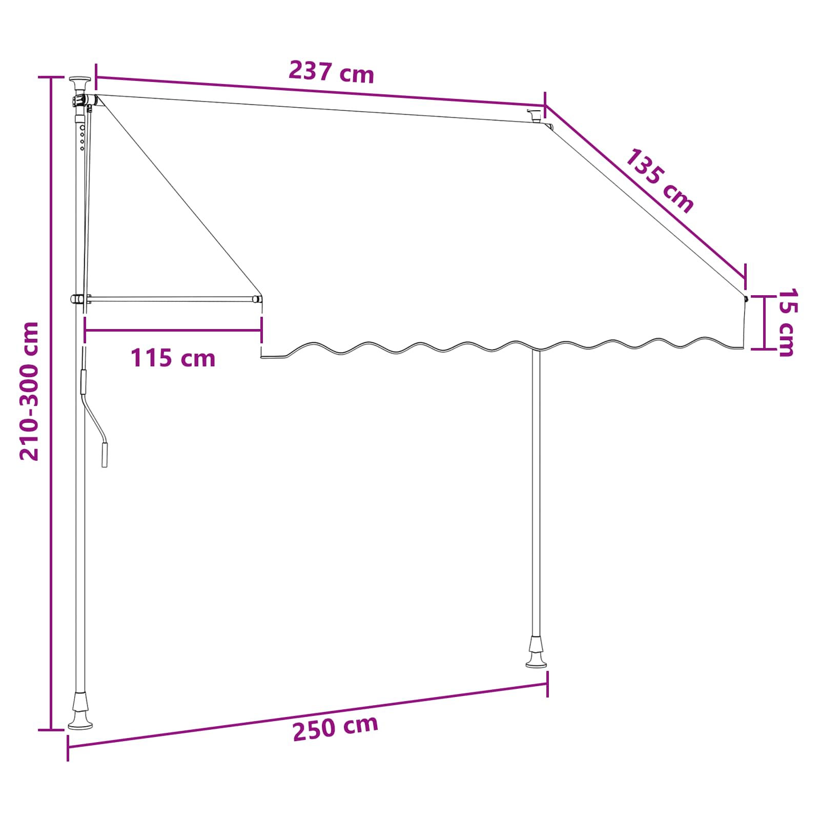 Einziehbare Markise Handbetrieben 150 cm Anthrazit