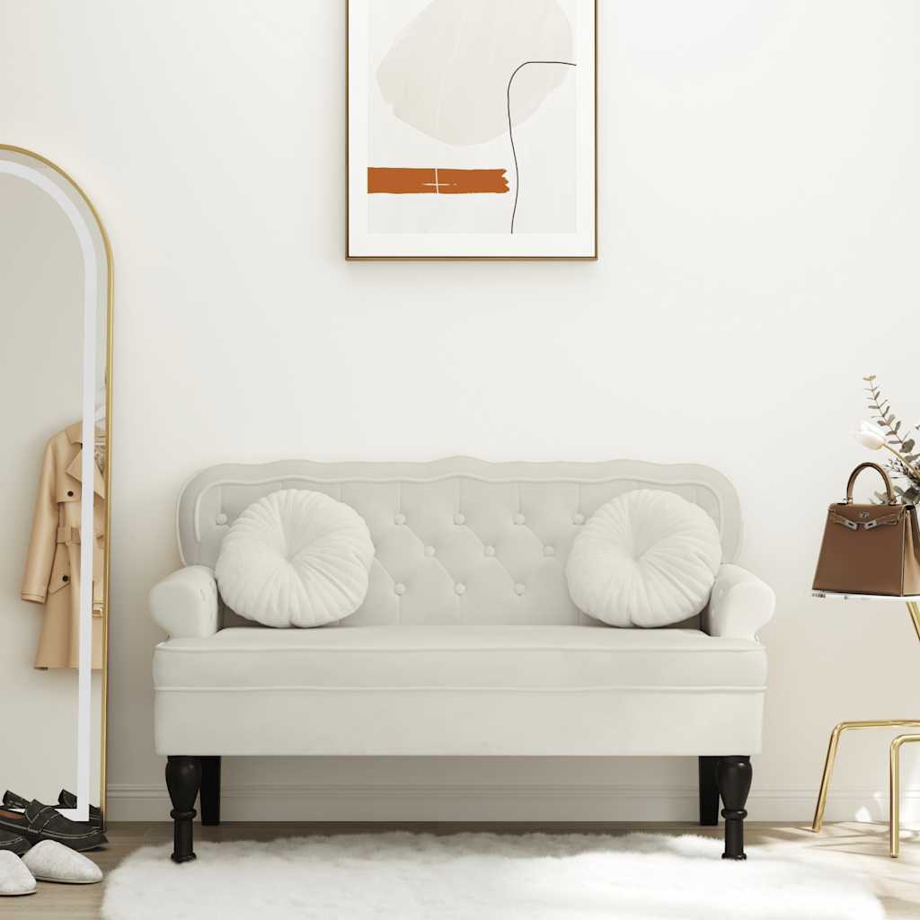Sitzbank mit Rückenlehne Dunkelgrau 119,5x64,5x75 cm Samt