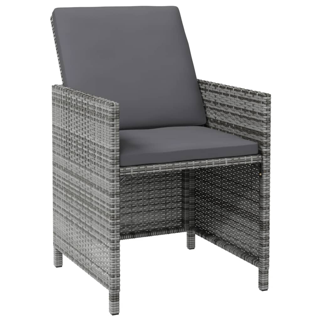4-tlg. Gartenstuhl und Hocker Set Poly Rattan Schwarz