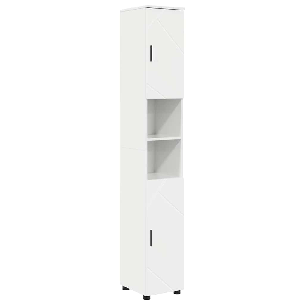 Badezimmermöbel-Set mit Tür 5 pcs Weiß Holzwerkstoff & Metall