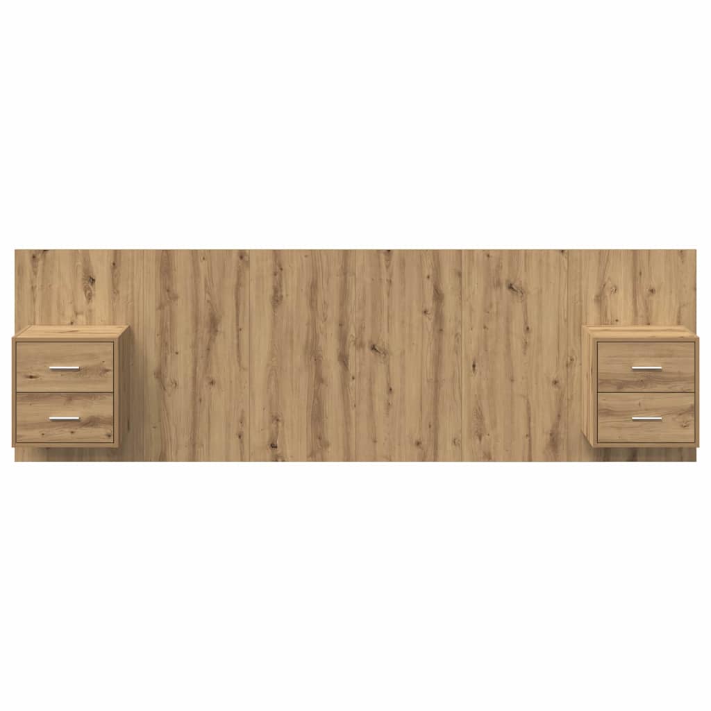 Kopfteil mit Nachttischen Weiß Holzwerkstoff