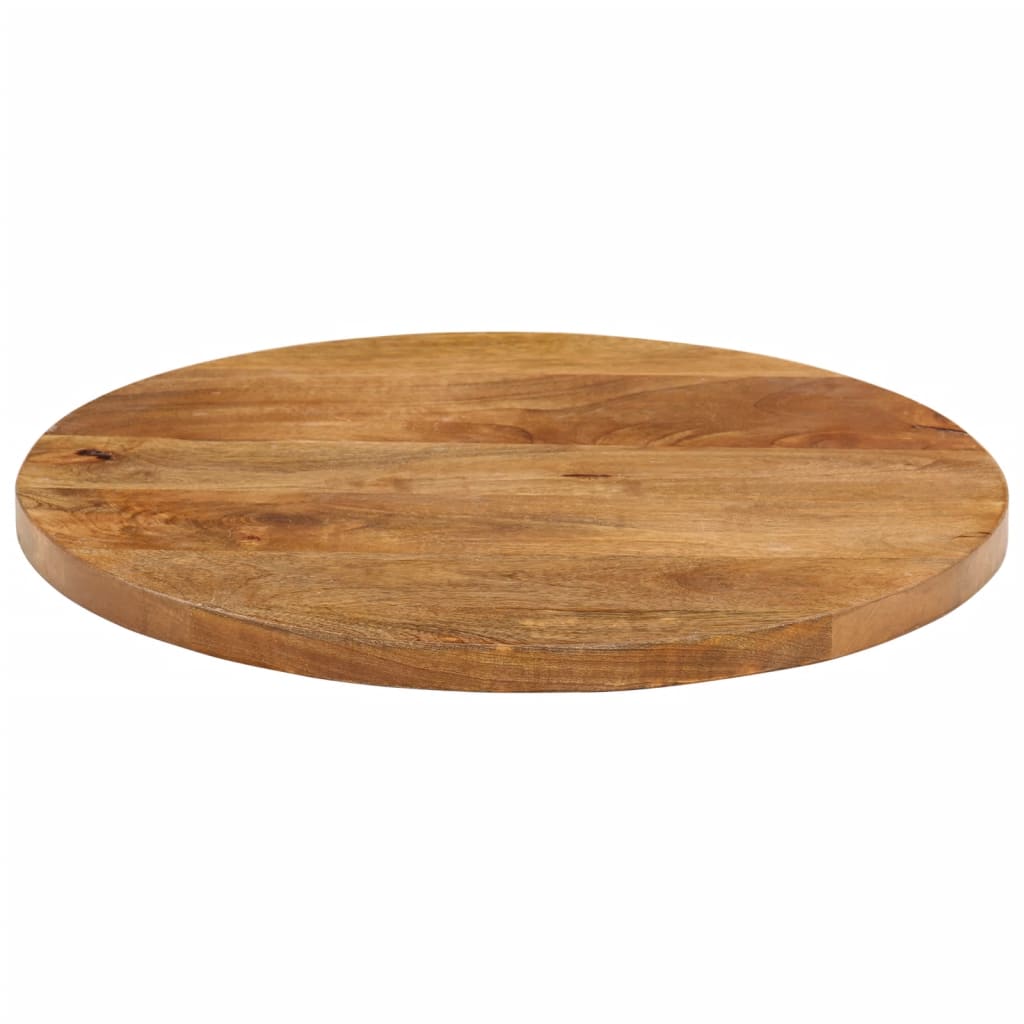 Tischplatte Ø 40x2,5 cm Rund Raues Massives Mangoholz