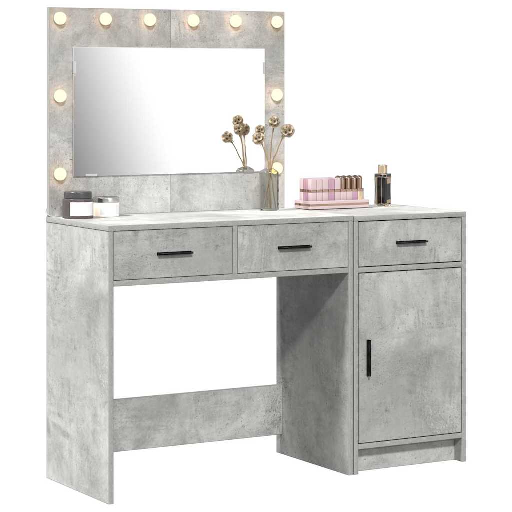 Schminktisch mit Spiegelbeleuchtung 2 pcs Weiß Holzwerkstoff
