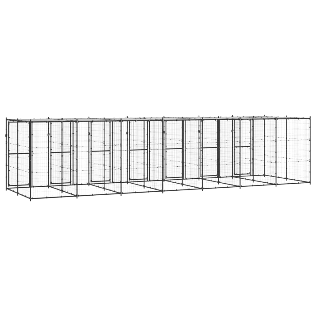 Outdoor-Hundezwinger Stahl mit Überdachung 110x220x180 cm