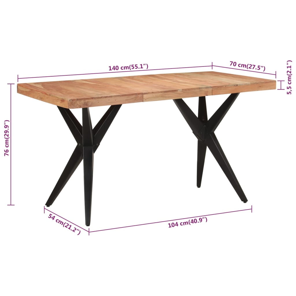 Esstisch 160x80x76 cm Massivholz Akazie
