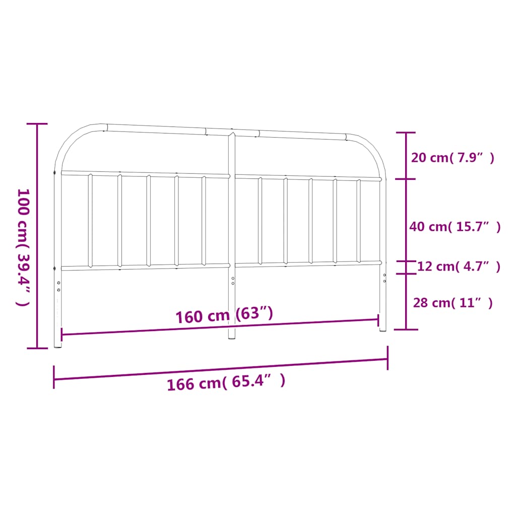 Ersatz-Kopfteil Metall Schwarz 75 cm