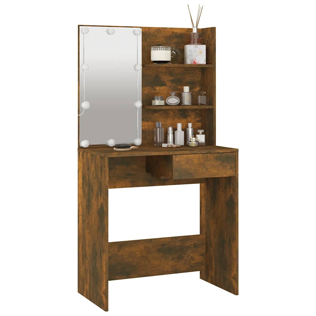 Schminktisch mit LED Weiß 74,5x40x141 cm