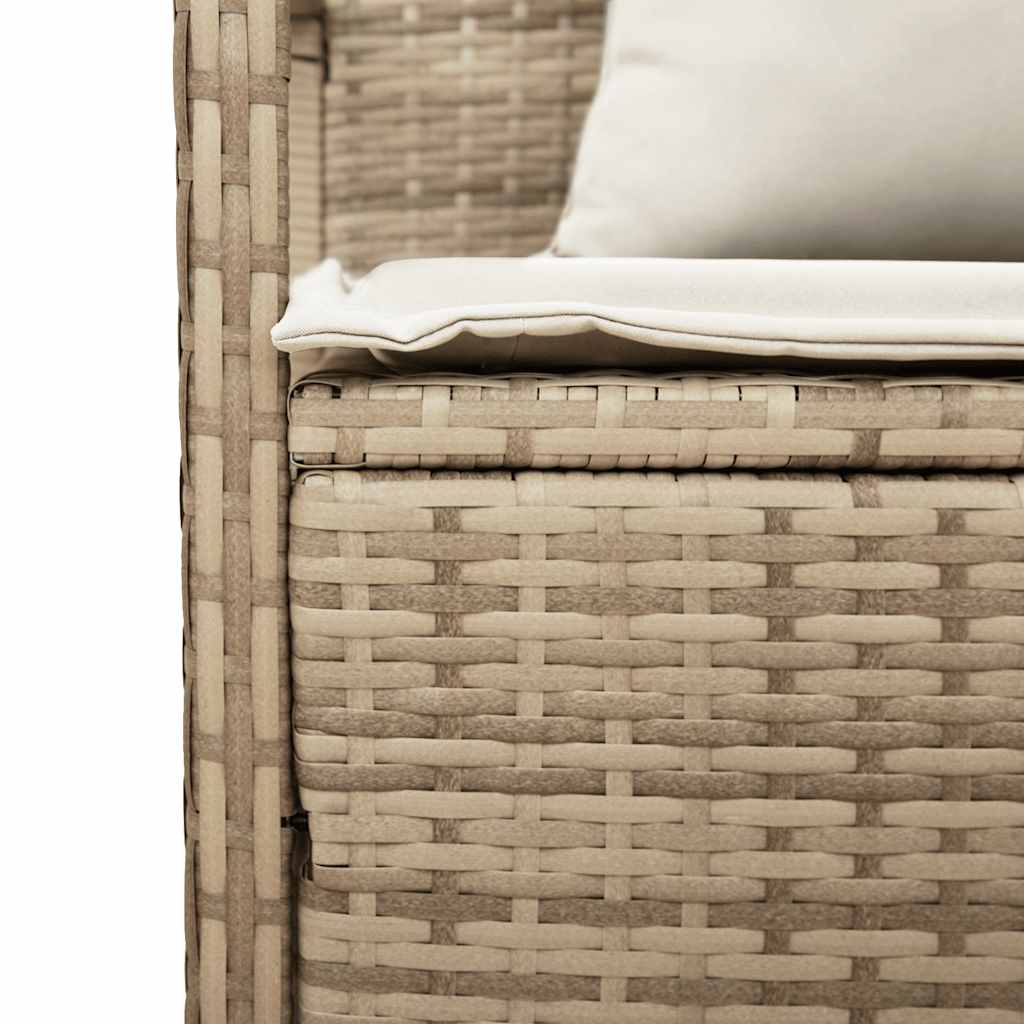 Gartenbank mit Stauraum und Kissen Schwarz Poly Rattan