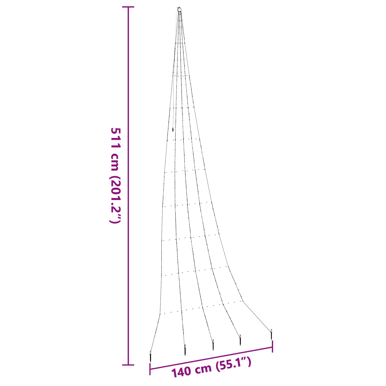 LED Weihnachtsbaum mit Erdspießen Warmes Weiß 182 cm Metall