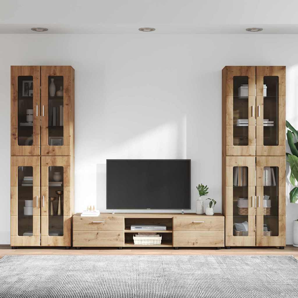 Highboard mit Regal FLORIN Weiß 60 x 35 x 182 cm Holzwerkstoff