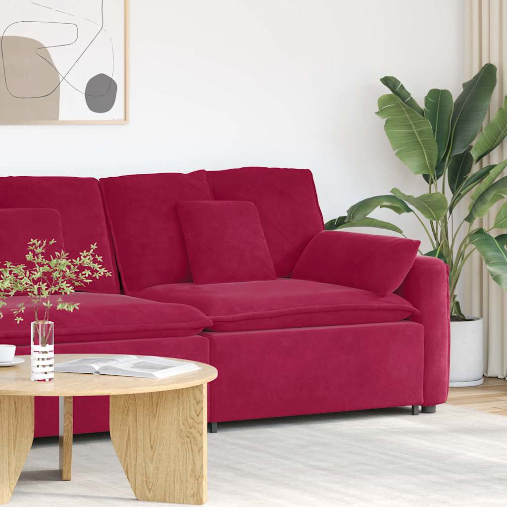 Modulares Sofa Endmodul mit Armlehne Kissen Blau 100 cm