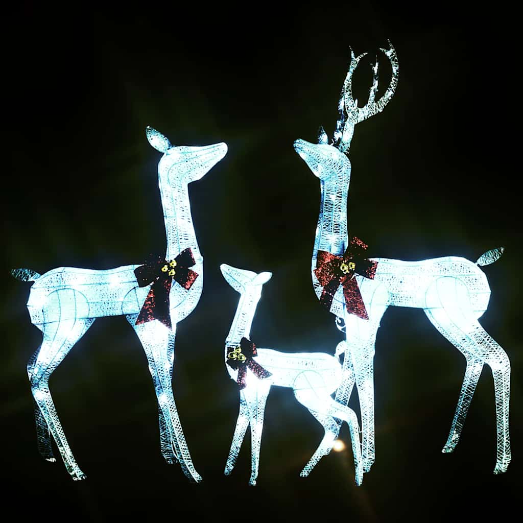 Rentierfamilie Weihnachtsdekoration Weiß und Silber 201 LEDs