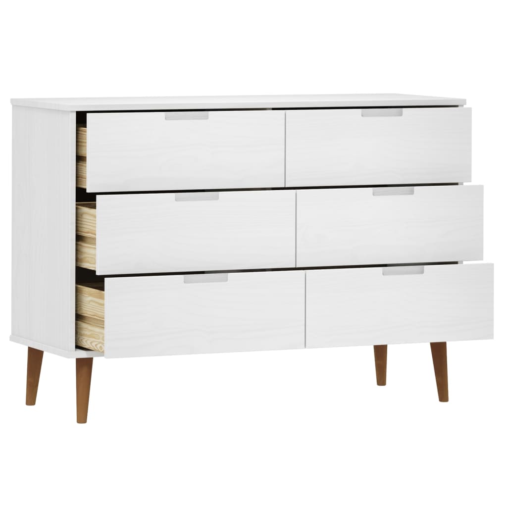 Schubladenschrank MOLDE Braun 113x40x80 cm Massivholz Kiefer