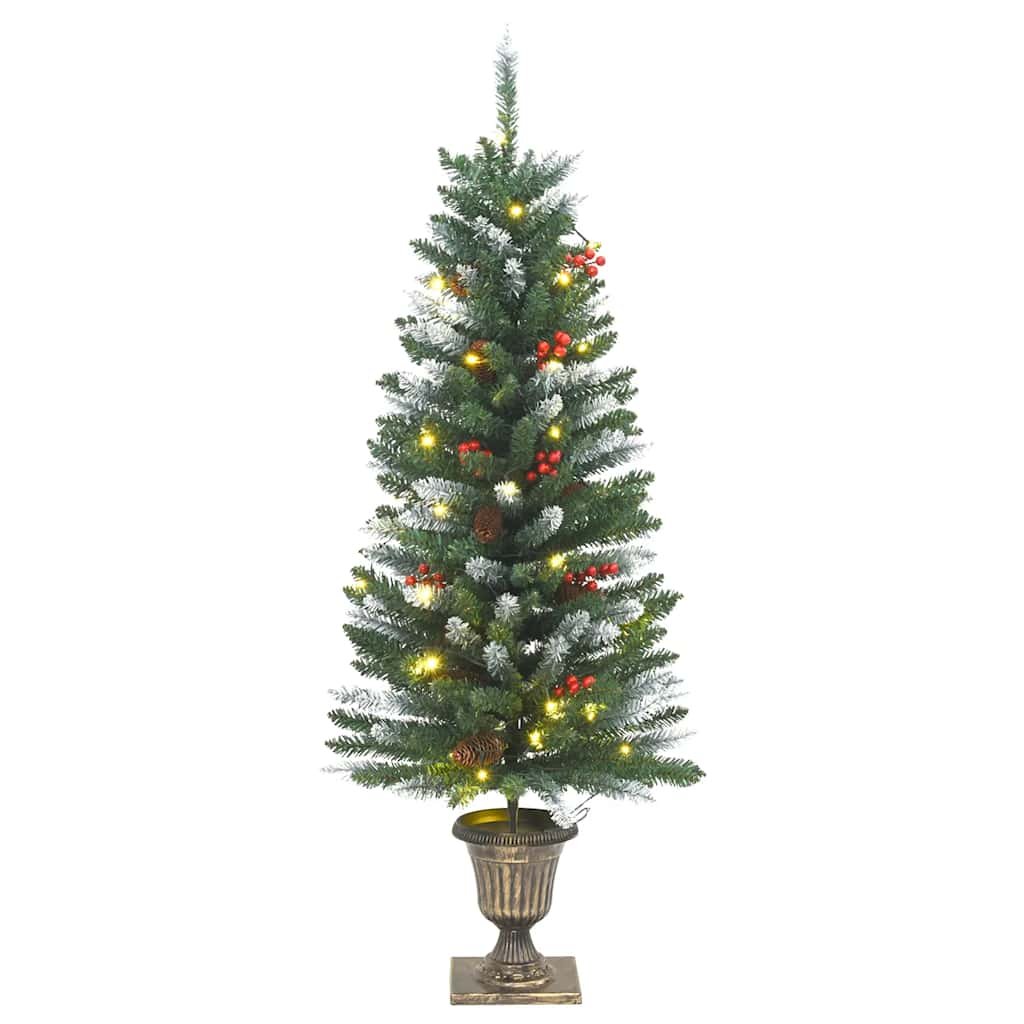 Künstliche Weihnachtsbäume 2 Stk. mit Kranz, Girlande und LEDs