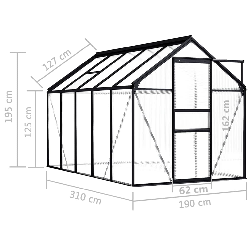Gewächshaus Anthrazit Aluminium 4,75 m²