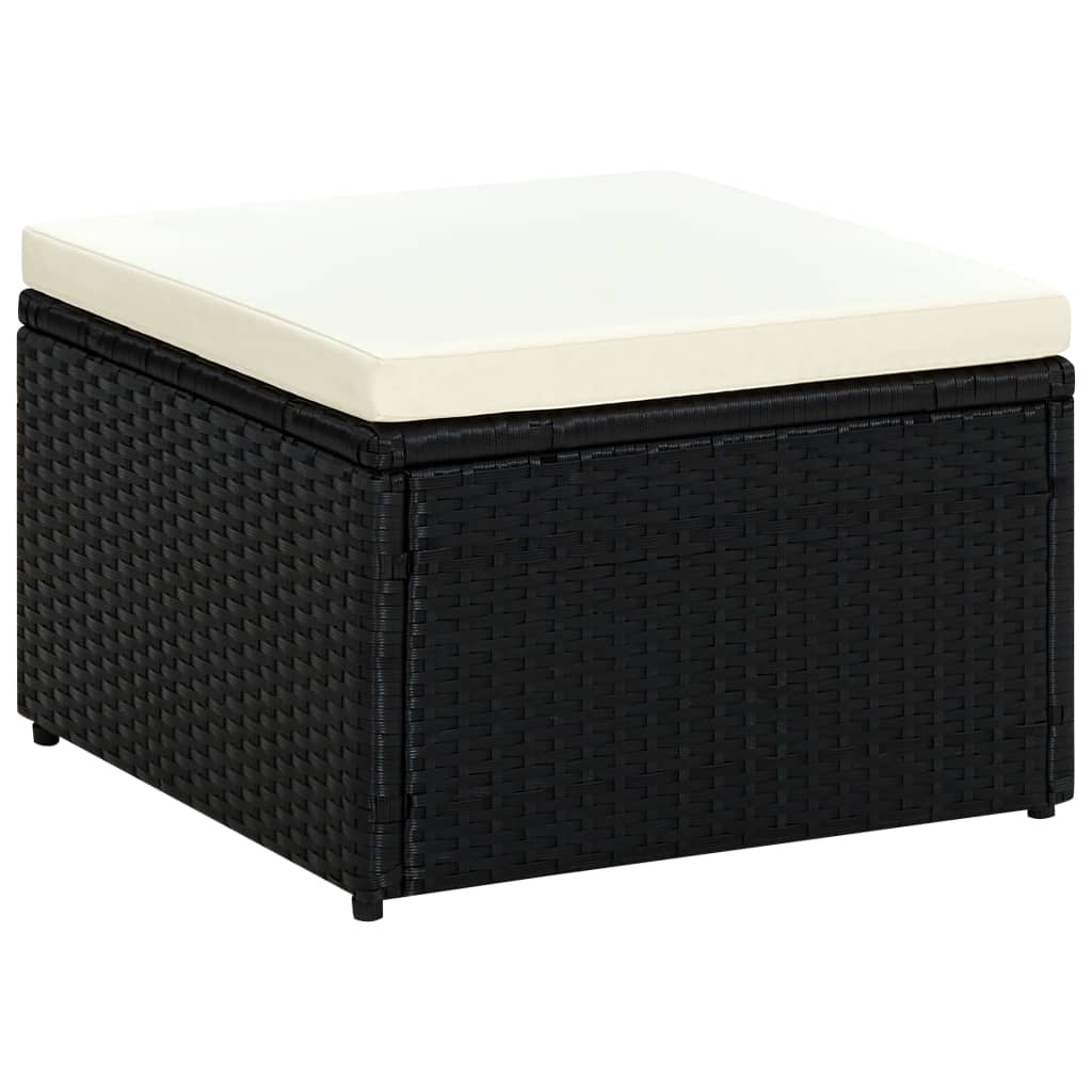 Outdoor-Fußhocker mit Kissen Grau Polyrattan