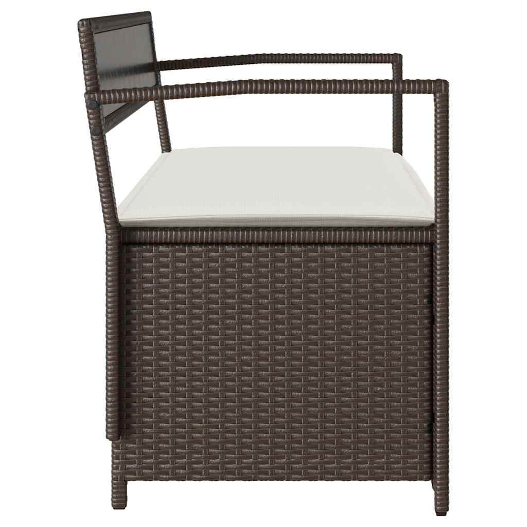 Gartenbank mit Stauraum und Kissen Schwarz Poly Rattan