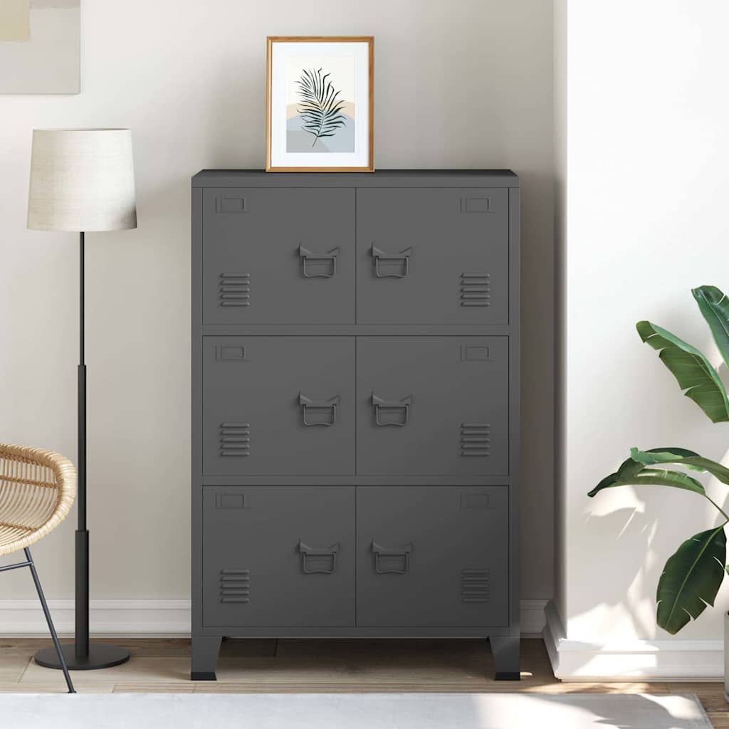 Lagerschrank Industrial Schwarz 75x40x80 cm Stahl